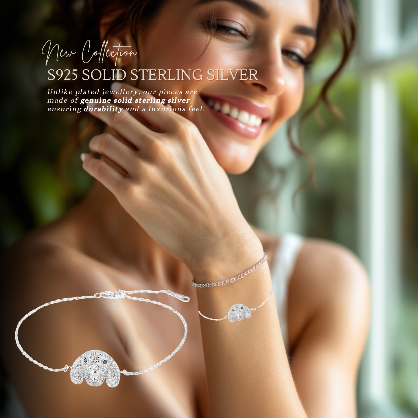 Sterling Silver Sparkling Pup Bracelet with Cubic Zirconia