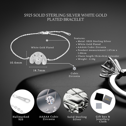 Sterling Silver Sparkling Pup Bracelet with Cubic Zirconia