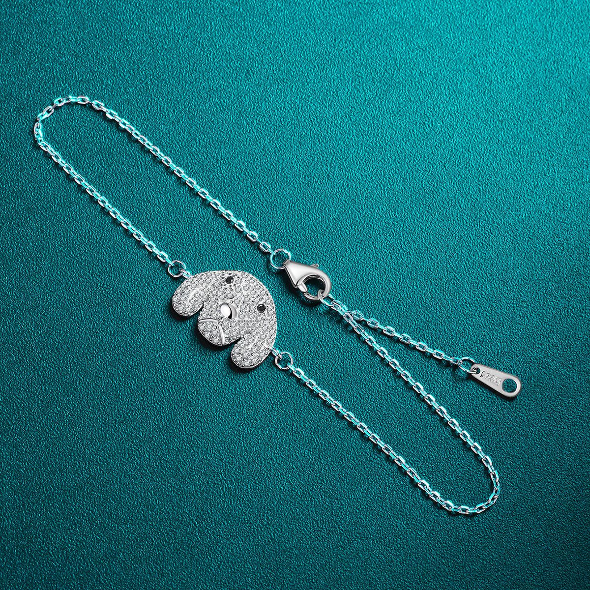 Sterling Silver Sparkling Pup Bracelet with Cubic Zirconia