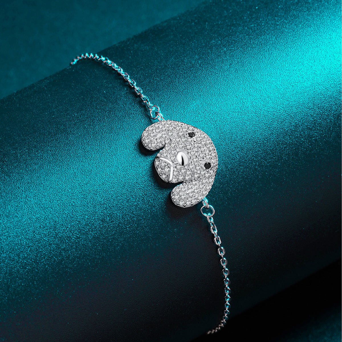 Sterling Silver Sparkling Pup Bracelet with Cubic Zirconia