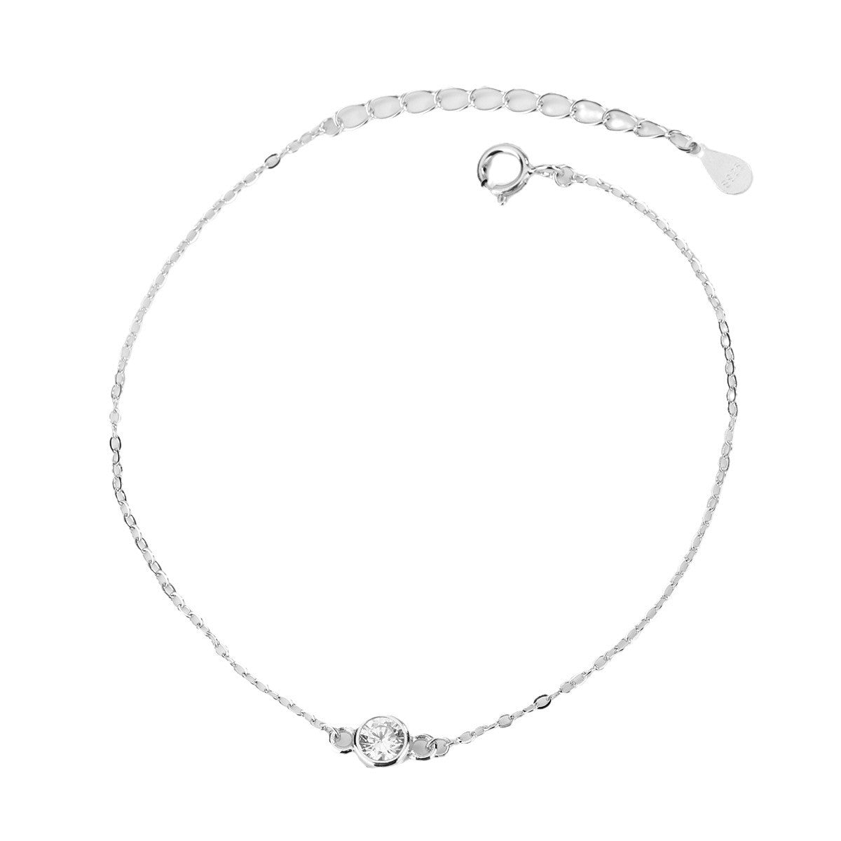 Sterling Silver Sparkling 5mm Solitaire Bracelet Adjustable S925 Hallmark