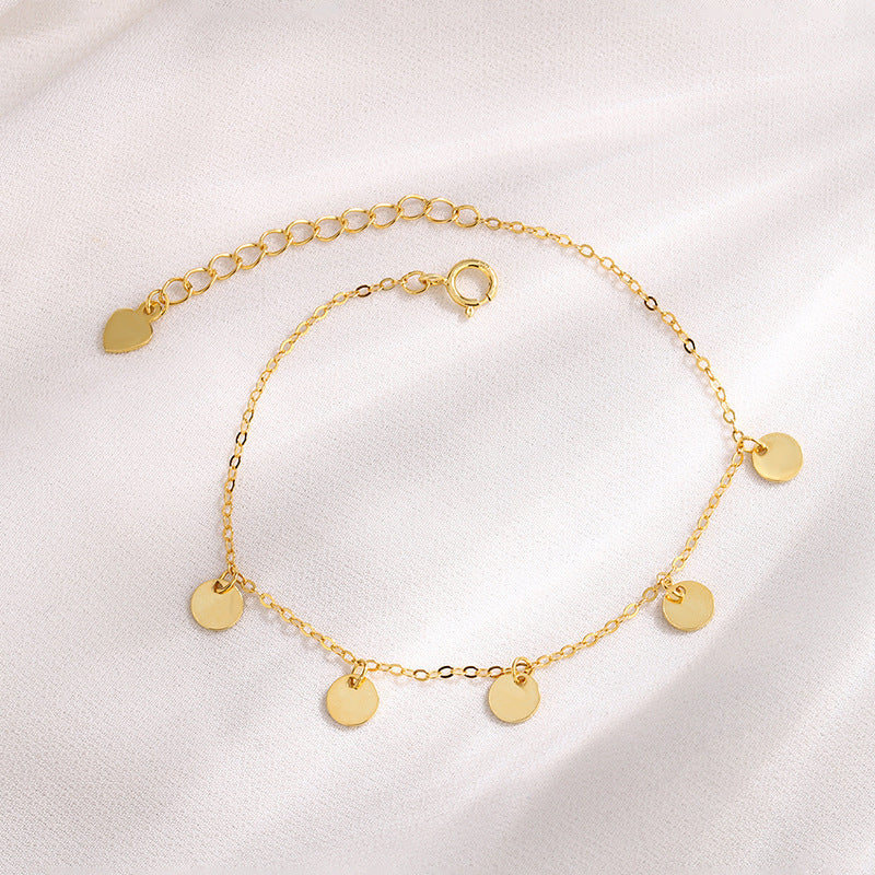 Sterling Silver Dainty Disc Bracelet 14K Gold Plated Bracelet