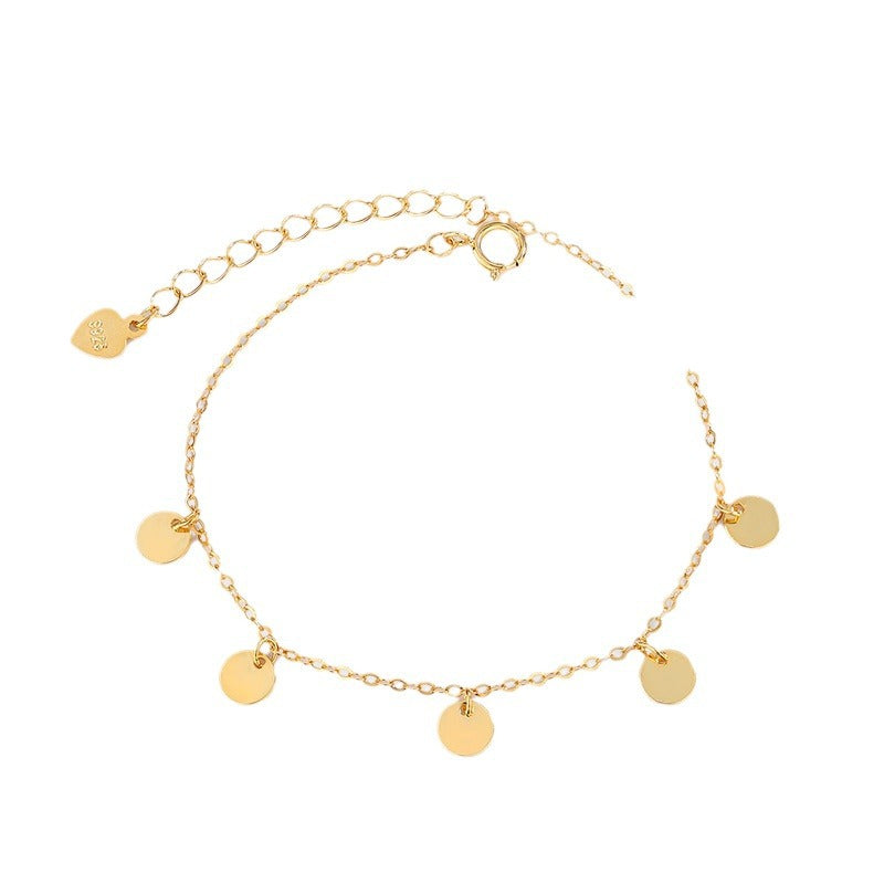 Sterling Silver Dainty Disc Bracelet 14K Gold Plated Bracelet