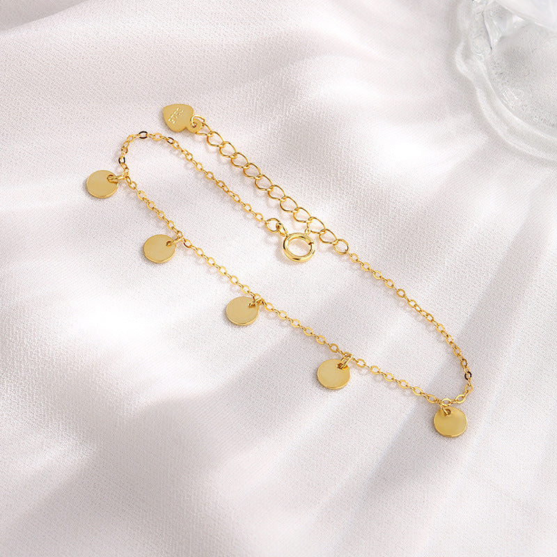 Sterling Silver Dainty Disc Bracelet 14K Gold Plated Bracelet
