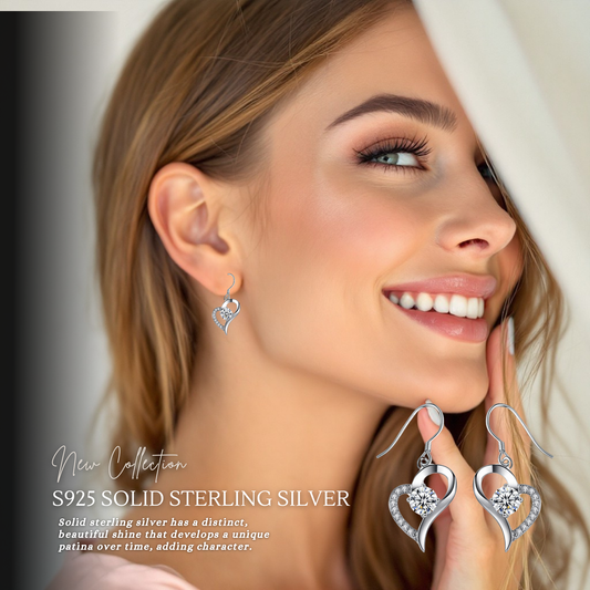 Sterling Silver Eternal Hearts Pendant Necklace & Earrings Set