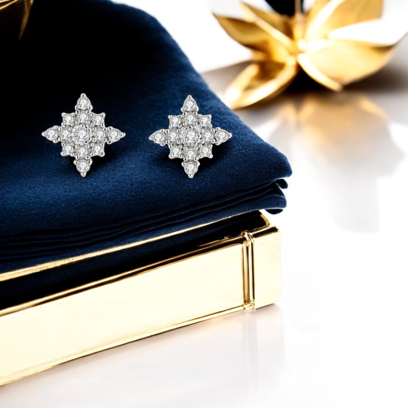 Sterling Silver Star Cluster Stud Earrings S925 Hallmark