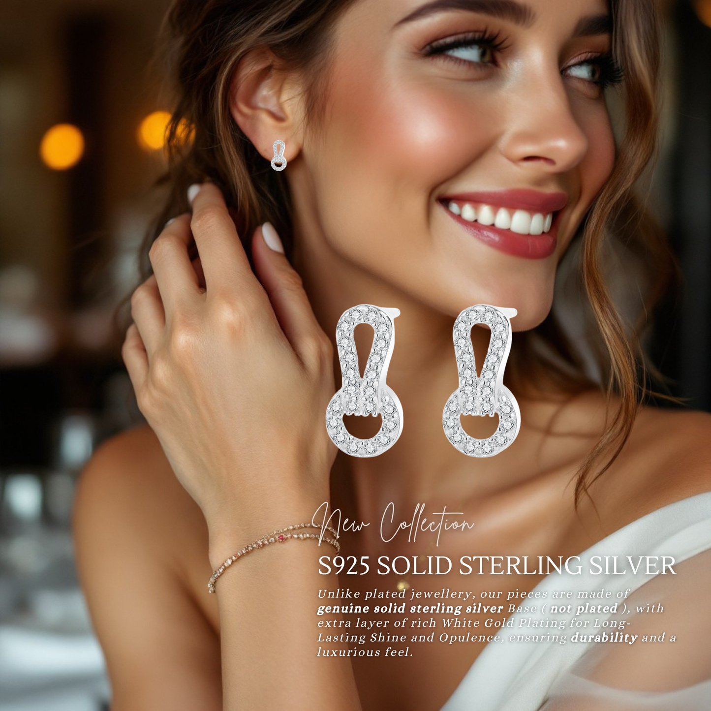 Sterling Silver Infinity Knot Circle Stud Earrings S925 Hallmark