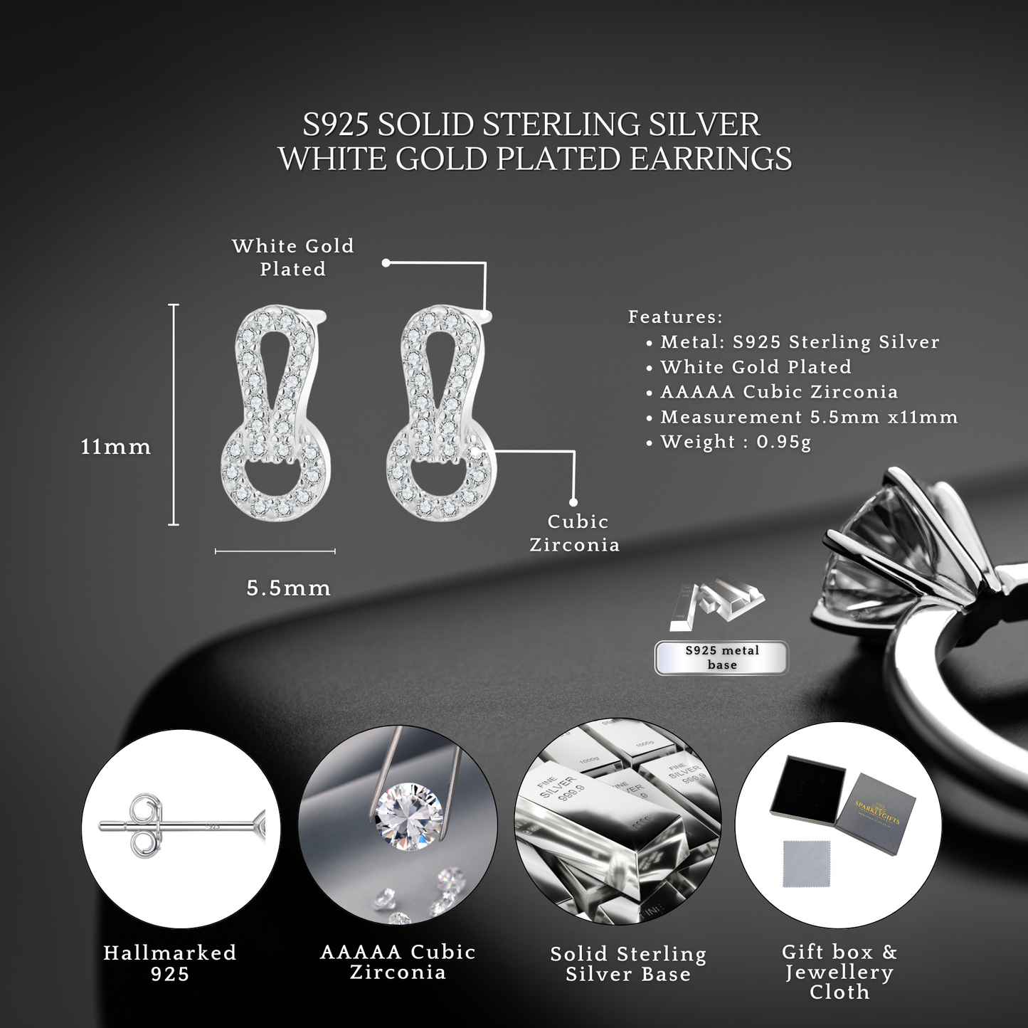 Sterling Silver Infinity Knot Circle Stud Earrings S925 Hallmark