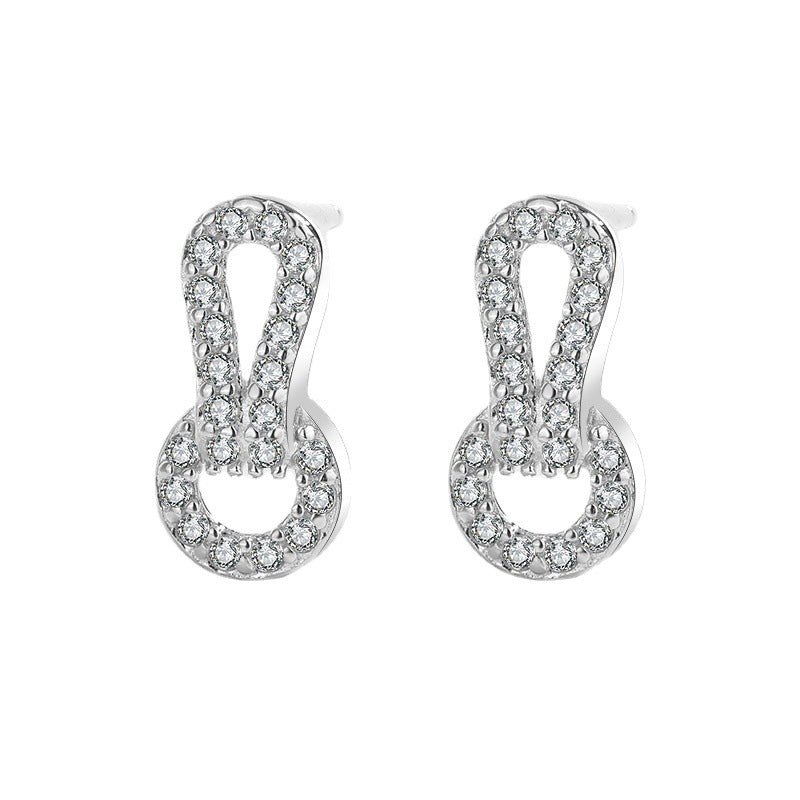 Sterling Silver Infinity Knot Circle Stud Earrings with Cubic Zirconia