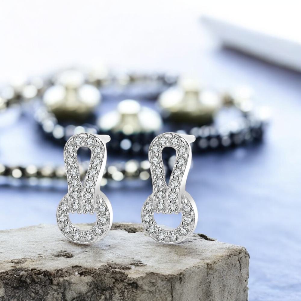 Sterling Silver Infinity Knot Circle Stud Earrings S925 Hallmark