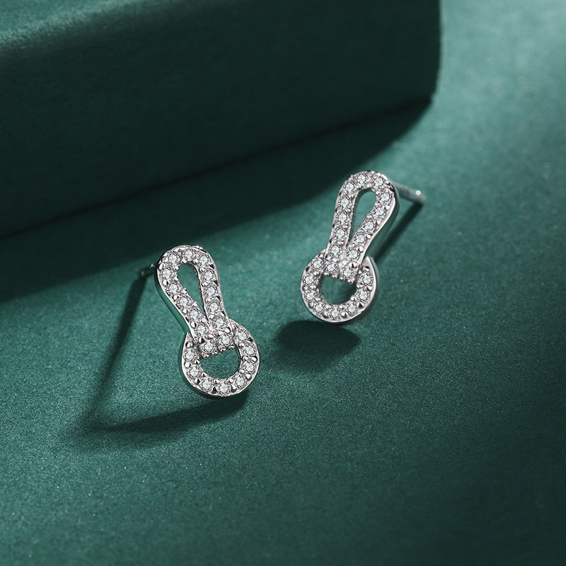 Sterling Silver Infinity Knot Circle Stud Earrings S925 Hallmark