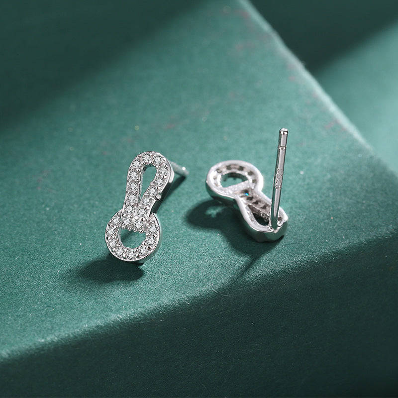 Sterling Silver Infinity Knot Circle Stud Earrings S925 Hallmark