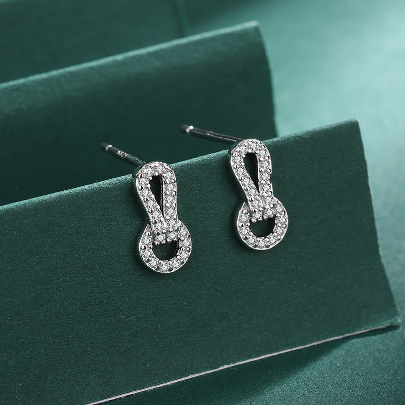 Sterling Silver Infinity Knot Circle Stud Earrings S925 Hallmark