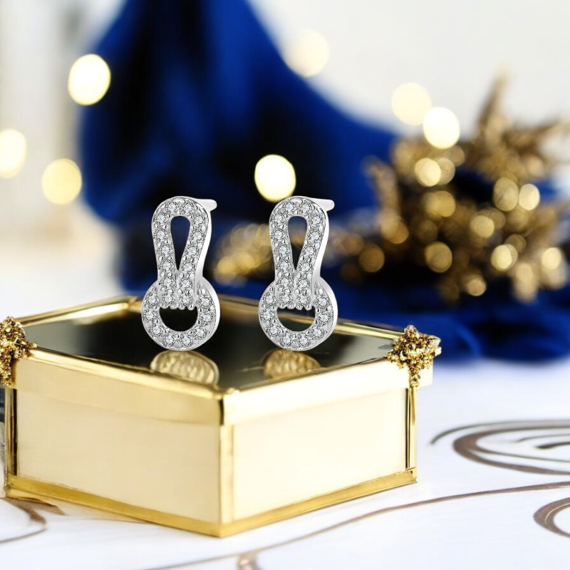Sterling Silver Infinity Knot Circle Stud Earrings S925 Hallmark