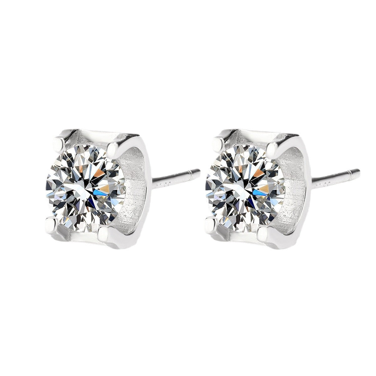 Sterling Silver Classic Solitaire Stud Earrings 6mm Cubic Zirconia