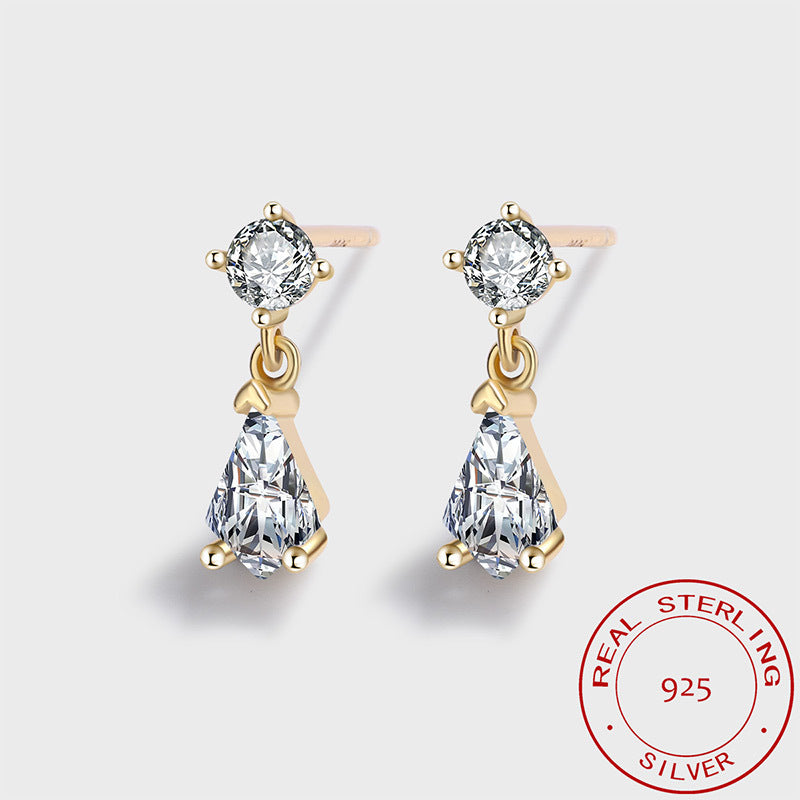 Sterling Silver Teardrop Earrings Cubic Zirconia 14K Yellow Gold Plated Drop Earrings