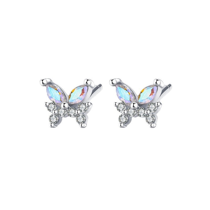 Sterling Silver Shimmering Butterfly with C/Z Stud Earrings