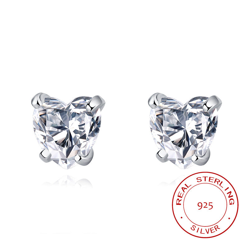 Sterling Silver Heartfelt Stud Earrings 4mm 5mm 6mm S925 Hallmark