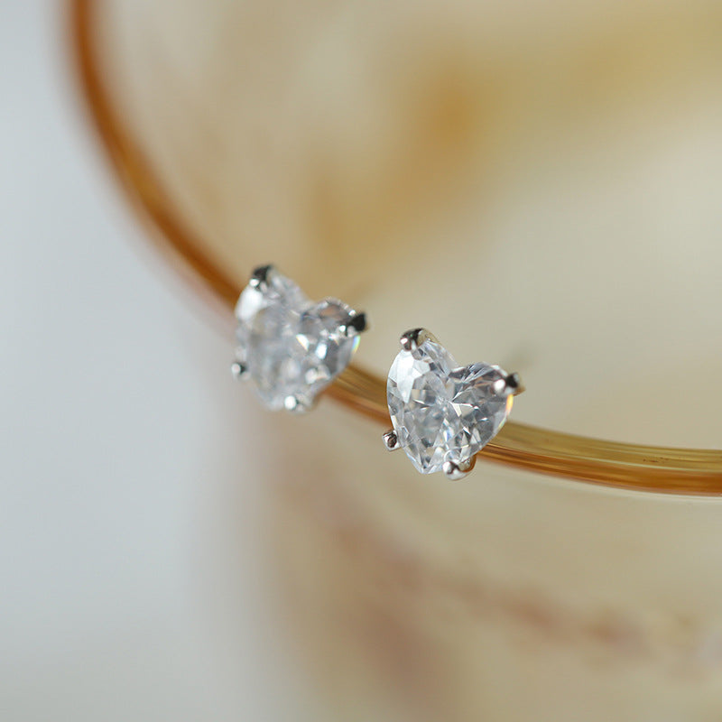 Sterling Silver Heartfelt Stud Earrings 4mm 5mm 6mm S925 Hallmark