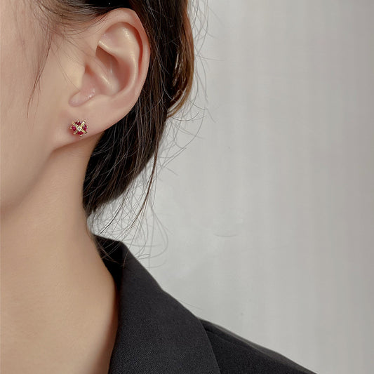 Sterling Silver Regal Crown C/Z Stud Earrings 14K Yellow Gold Plated Earrings