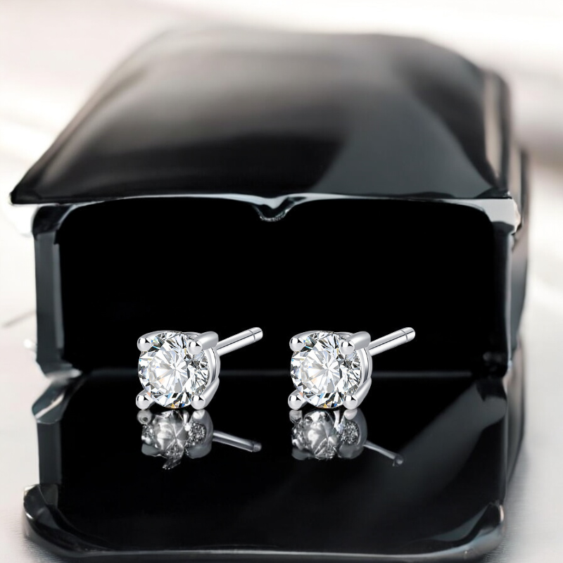 Sterling Silver Classic C/Z Stud Earrings Collection 3 Pairs 2.5mm 3mm 4mm