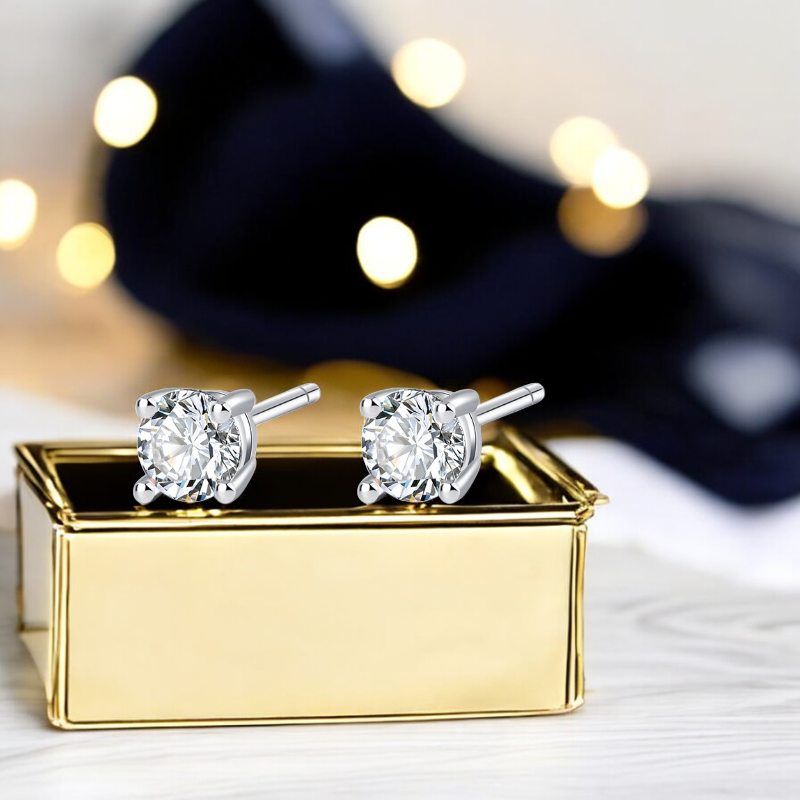 Sterling Silver Classic C/Z Stud Earrings Collection 3 Pairs 2.5mm 3mm 4mm