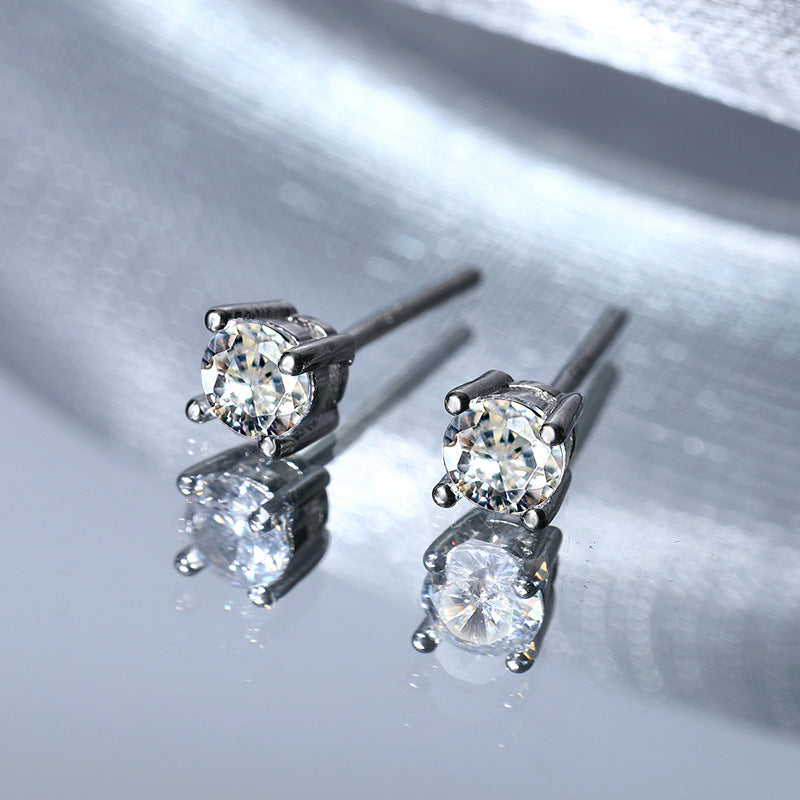 Sterling Silver Classic C/Z Stud Earrings Collection 3 Pairs 2.5mm 3mm 4mm