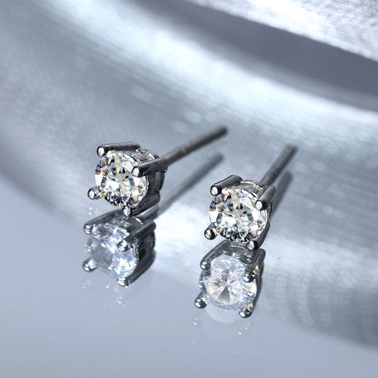 Sterling Silver Classic C/Z Stud Earrings Collection 3 Pairs 2.5mm 3mm 4mm