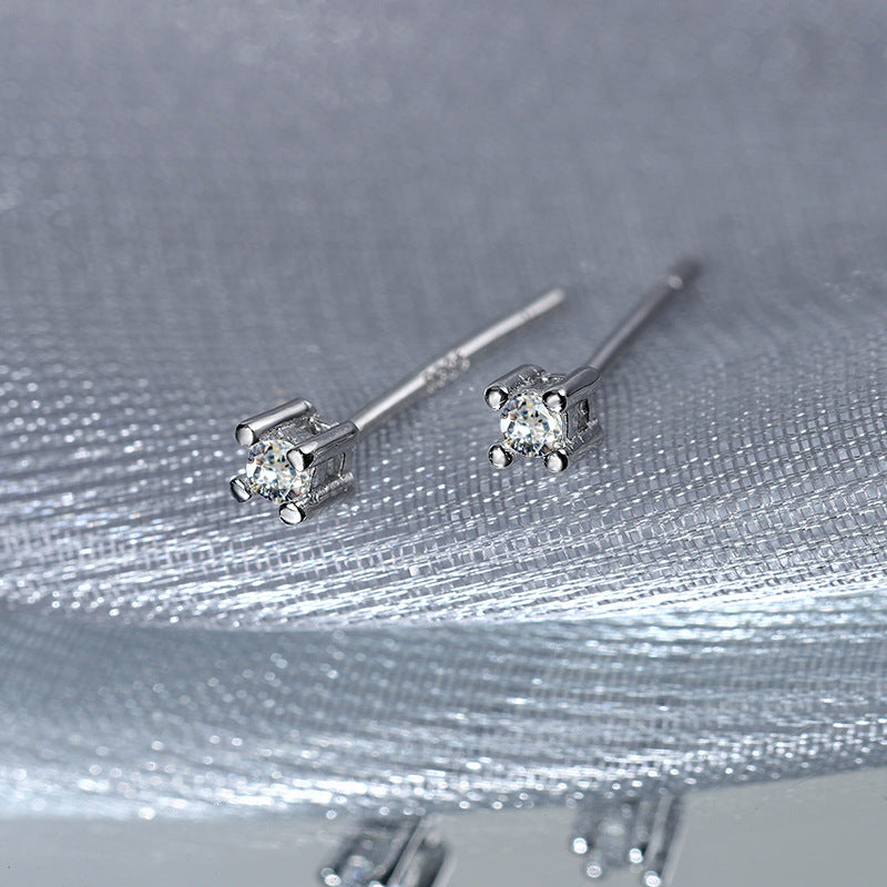 Sterling Silver Classic C/Z Stud Earrings Collection 3 Pairs 2.5mm 3mm 4mm