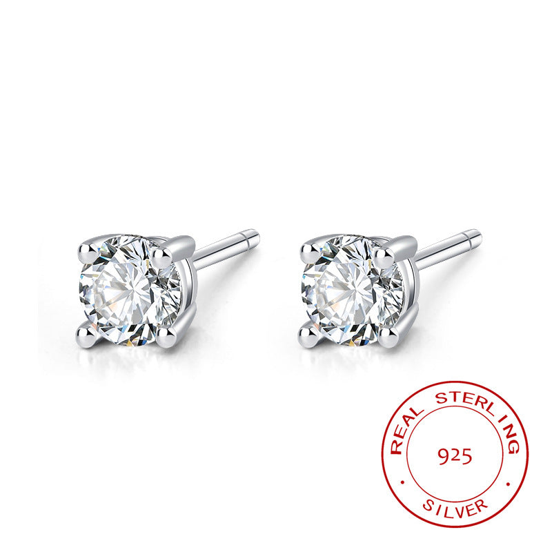 Sterling Silver Classic C/Z Stud Earrings Collection 3 Pairs 2.5mm 3mm 4mm
