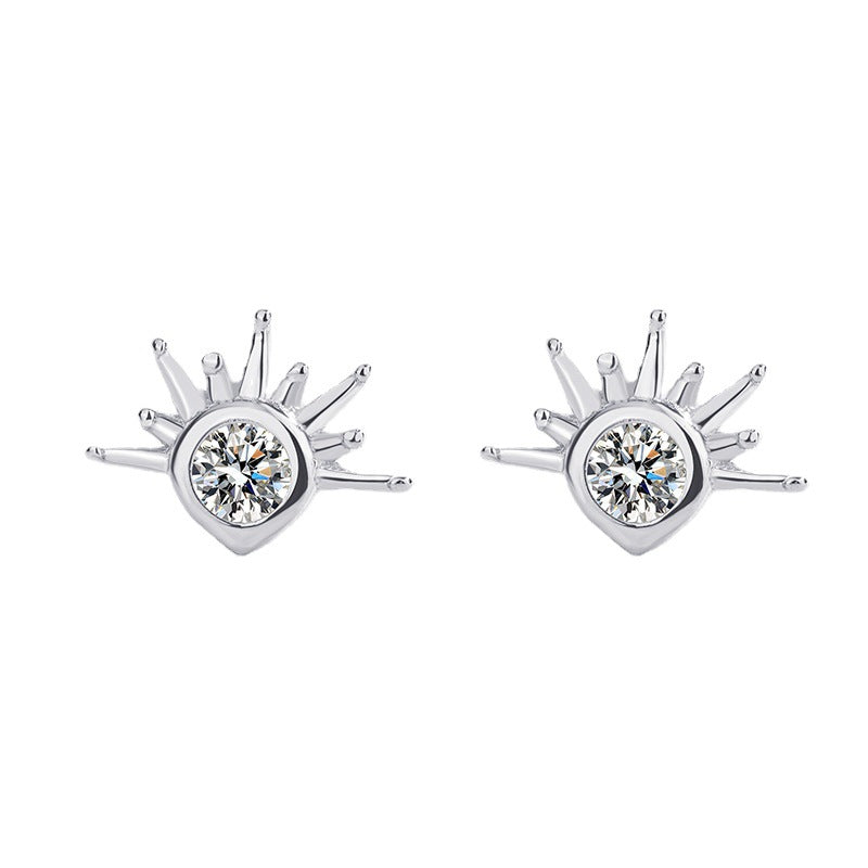 Sterling Silver Sunburst CZ Stud Earrings