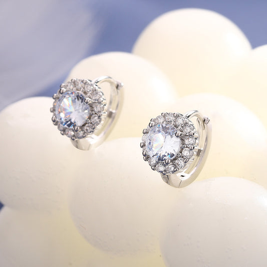 Sterling Silver Moissanite Halo 0.5 carat Huggie Earrings