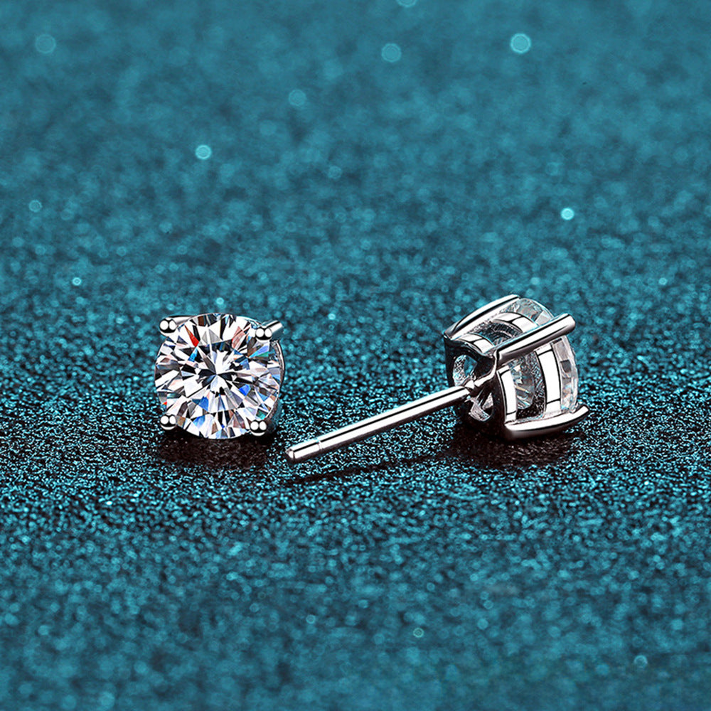 S925 Sterling Silver Moissanite Salitaire 0.5 carat 5mm Stud Earrings
