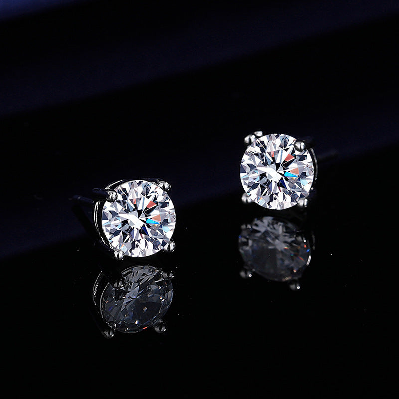S925 Sterling Silver Moissanite Salitaire 0.5 carat 5mm Stud Earrings