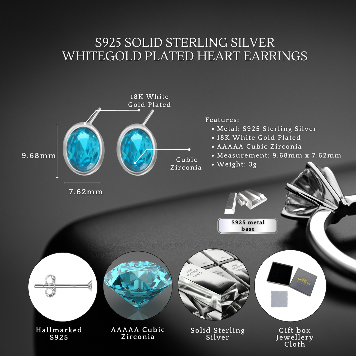 Sterling Silver AquaGlow Pendant Necklace & Earrings Set