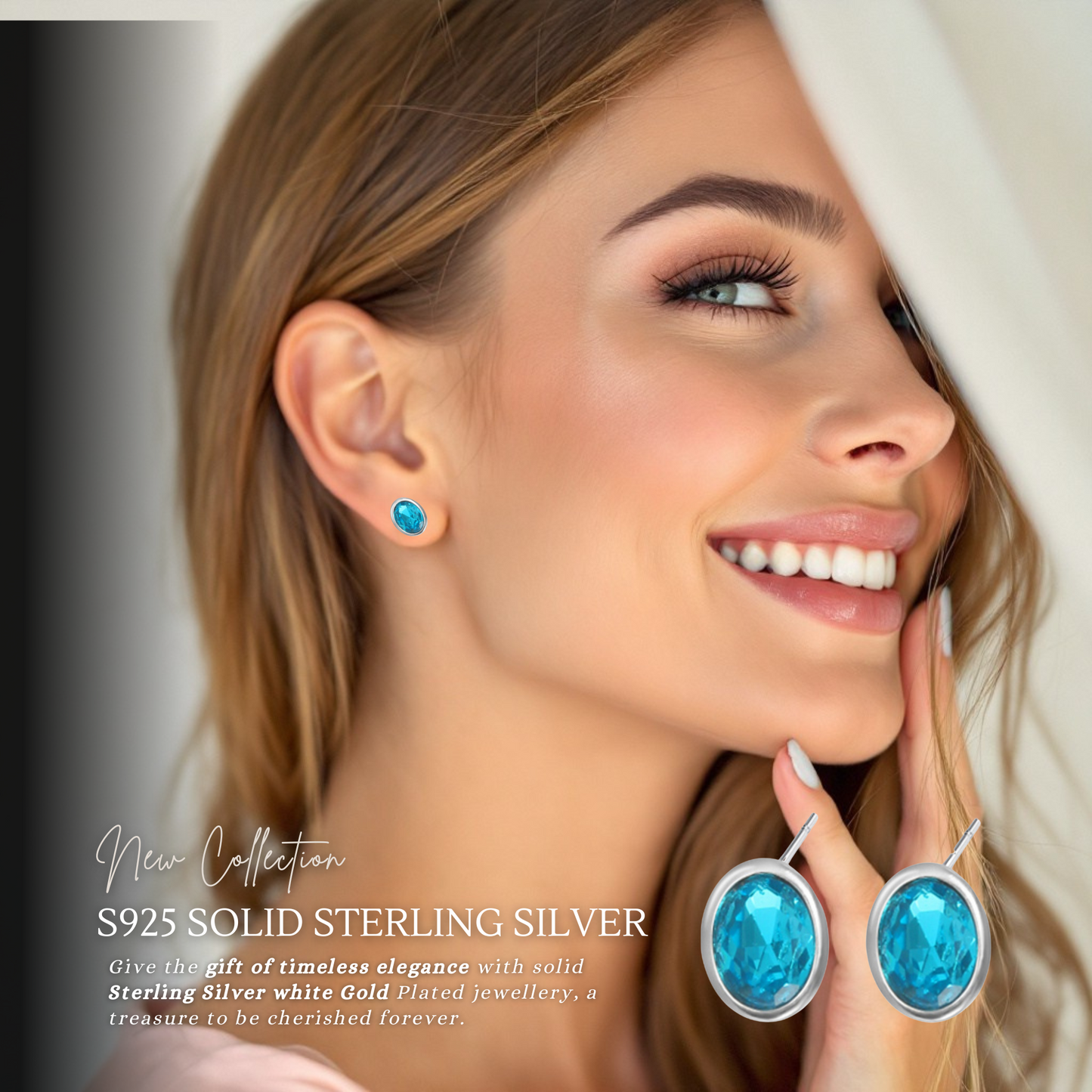 Sterling Silver AquaGlow Pendant Necklace & Earrings Set