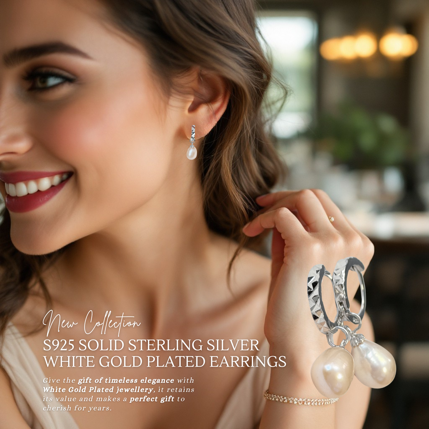 Sterling Silver Freshwater Pearl Drop Earrings