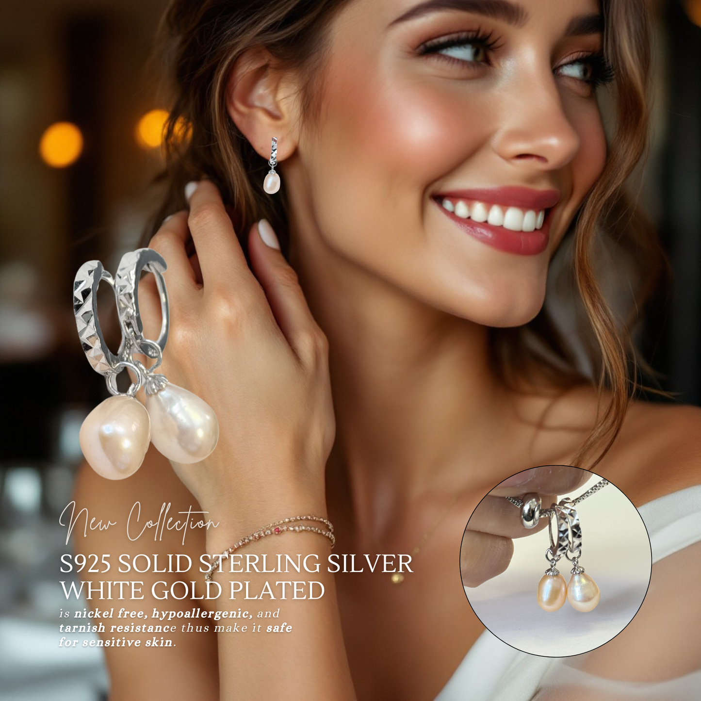 Sterling Silver Freshwater Pearl Drop Earrings