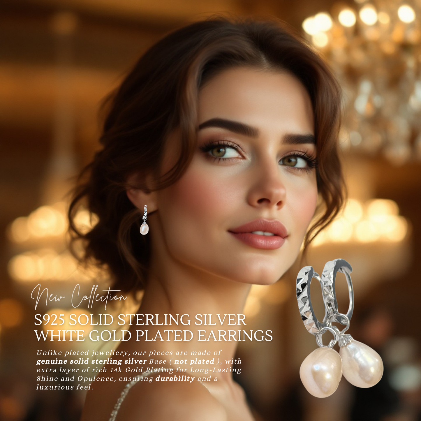 Sterling Silver Freshwater Pearl Drop Earrings