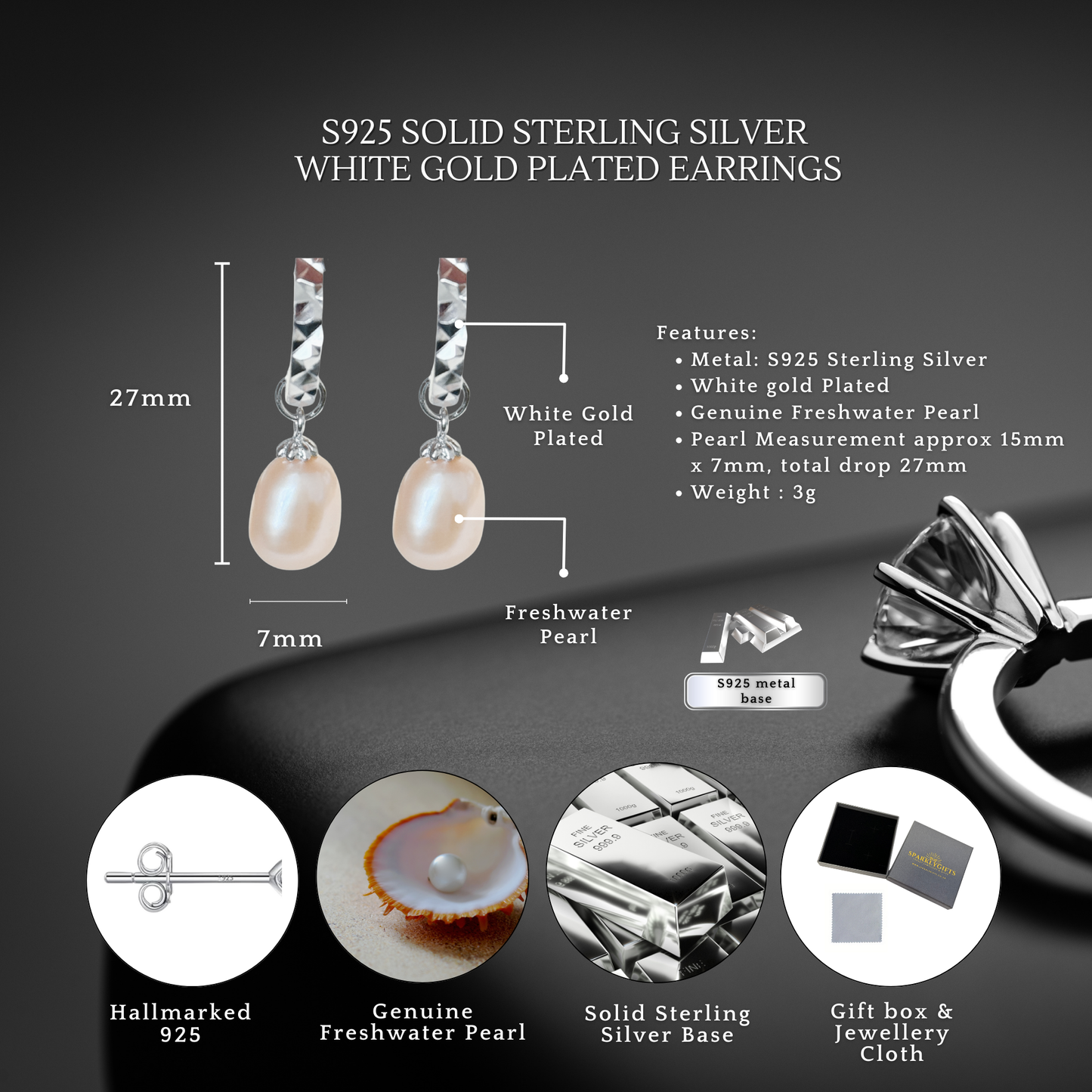 Sterling Silver Freshwater Pearl Drop Earrings
