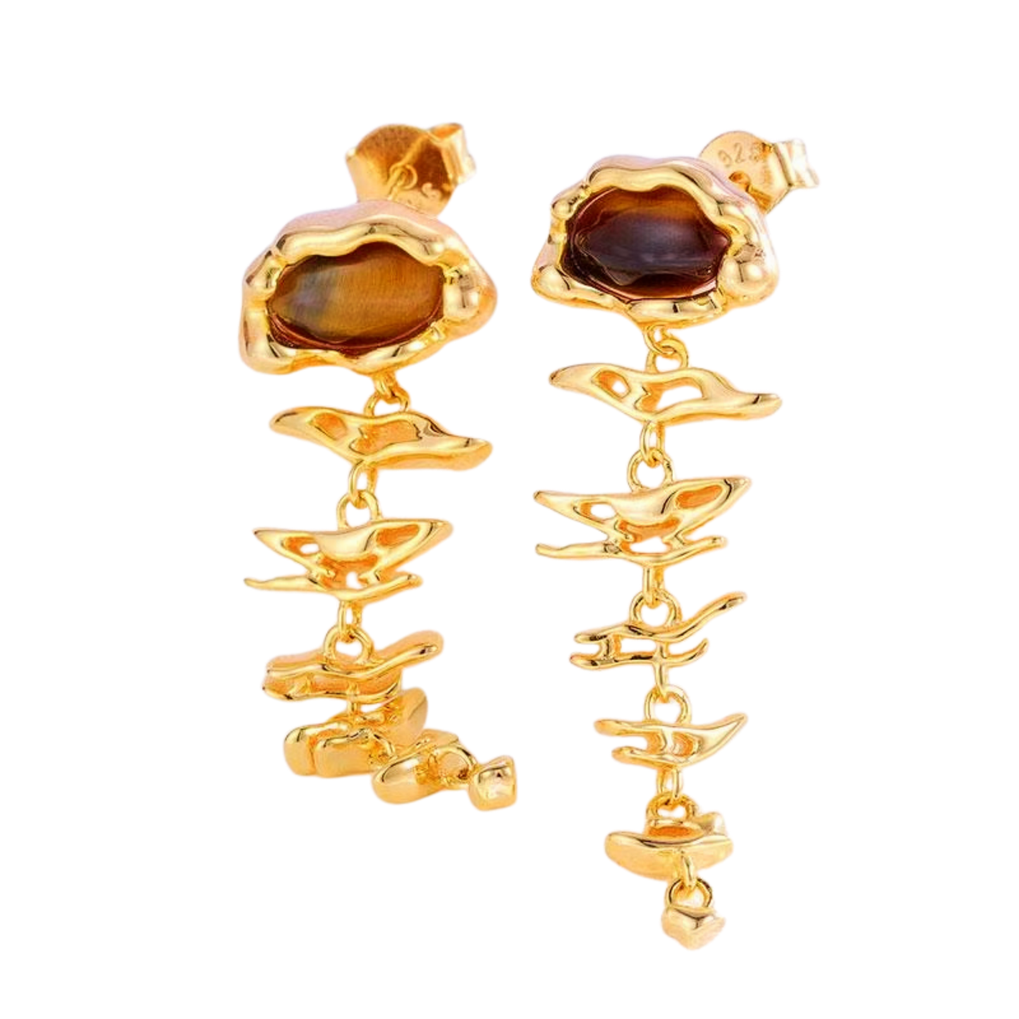 S925 Sterling Silver Golden Tiger's Eye Dangles