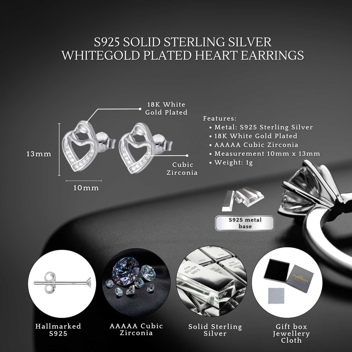 Sterling Silver Embrace My Heart Pendant Necklace & Earrings Set