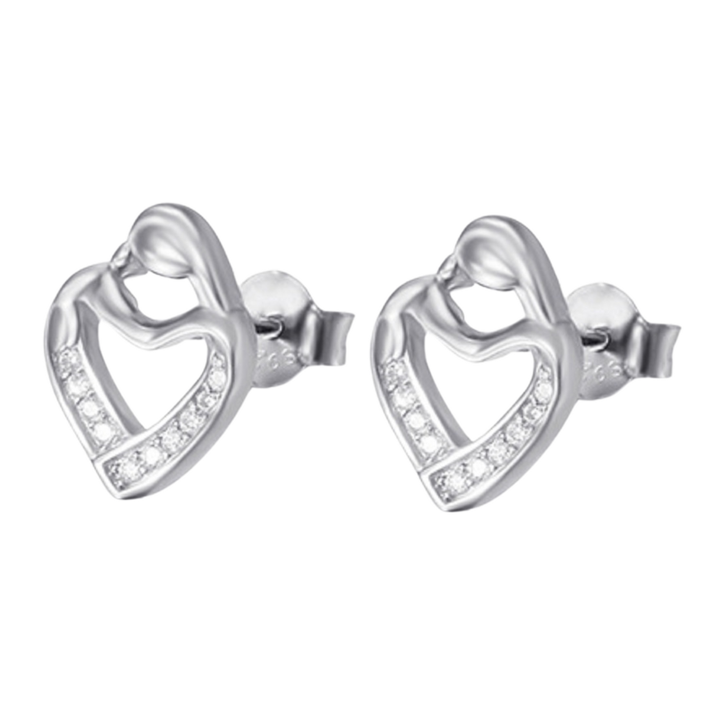 Sterling Silver Embrace My Heart Pendant Necklace & Earrings Set
