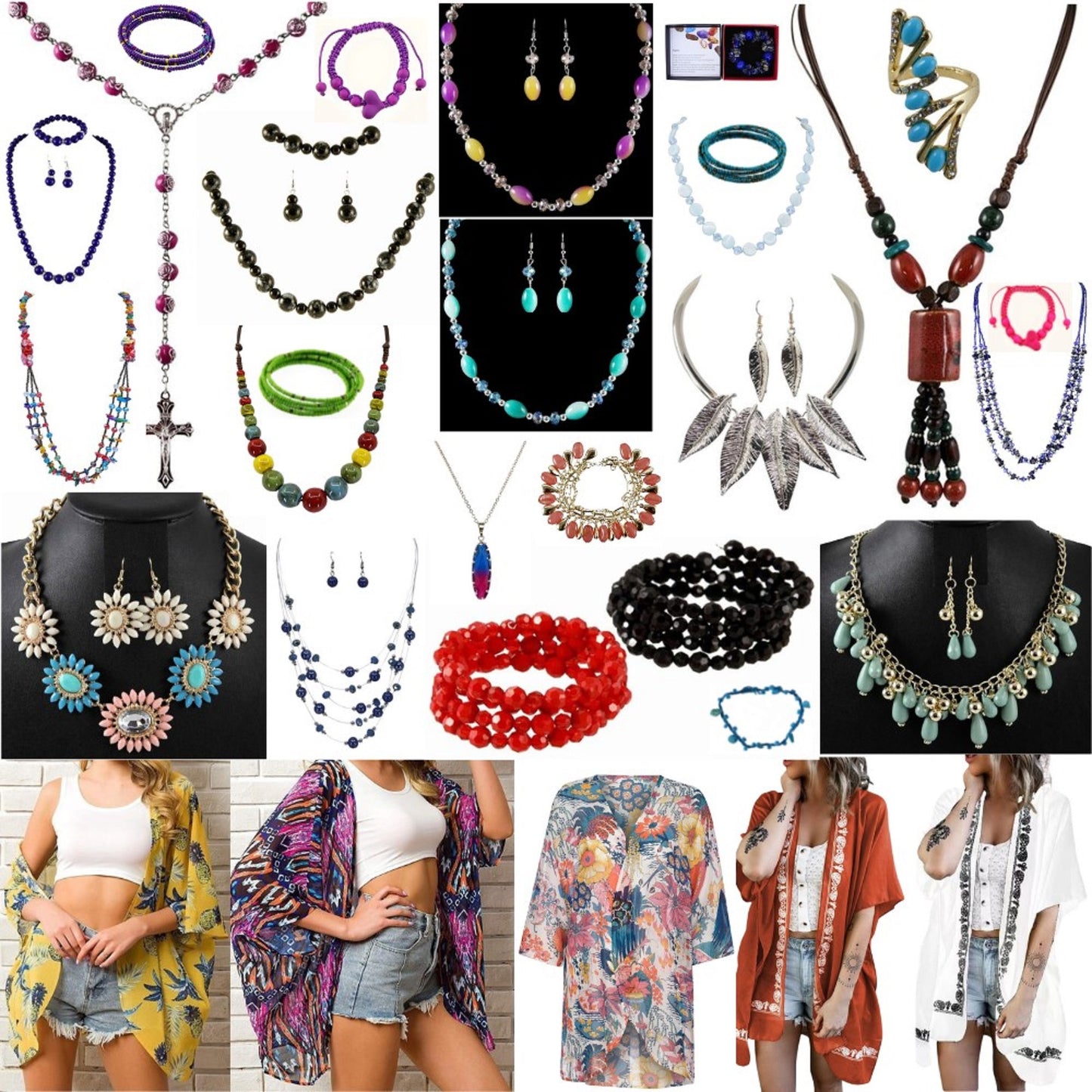 3pcs – Boho Jewellery Kaftan Tri-Set Bundle Summer Holiday UK size 8-16