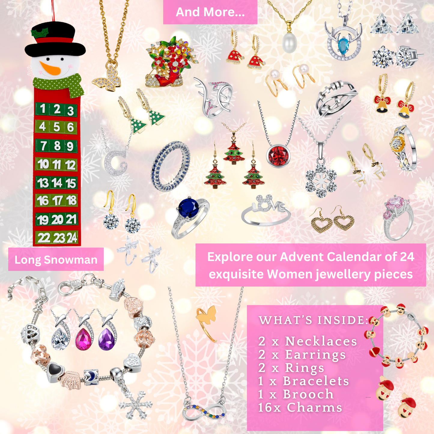 🎄 24 Days of Sparkle: Crystal Jewellery Advent Calendar for Women & Girls 🎁