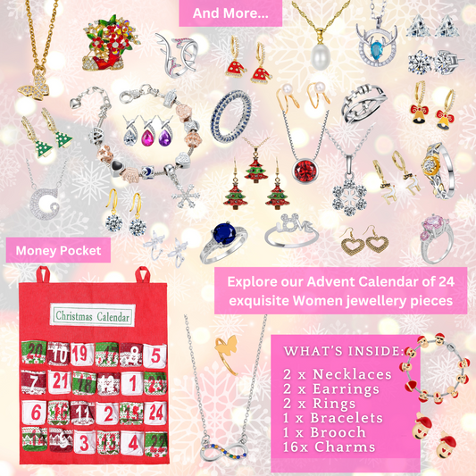 🎄 24 Days of Sparkle: Crystal Jewellery Advent Calendar for Women & Girls 🎁