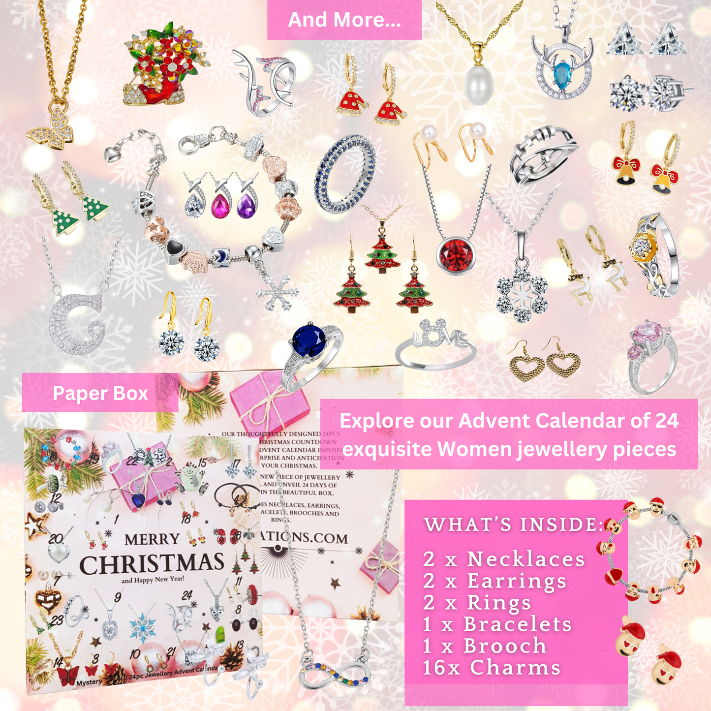 🎄 24 Days of Sparkle: Crystal Jewellery Advent Calendar for Women & Girls 🎁