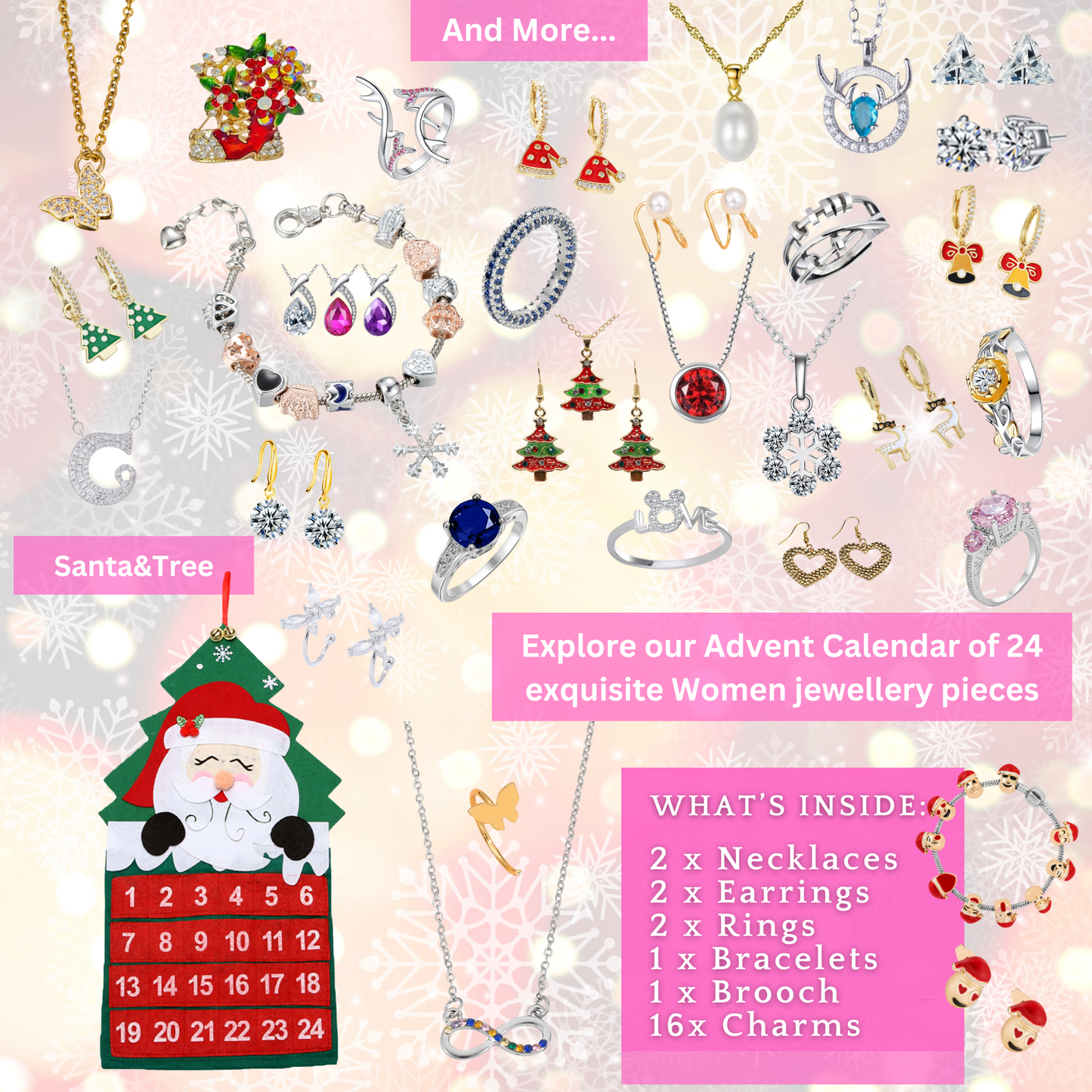 🎄 24 Days of Sparkle: Crystal Jewellery Advent Calendar for Women & Girls 🎁