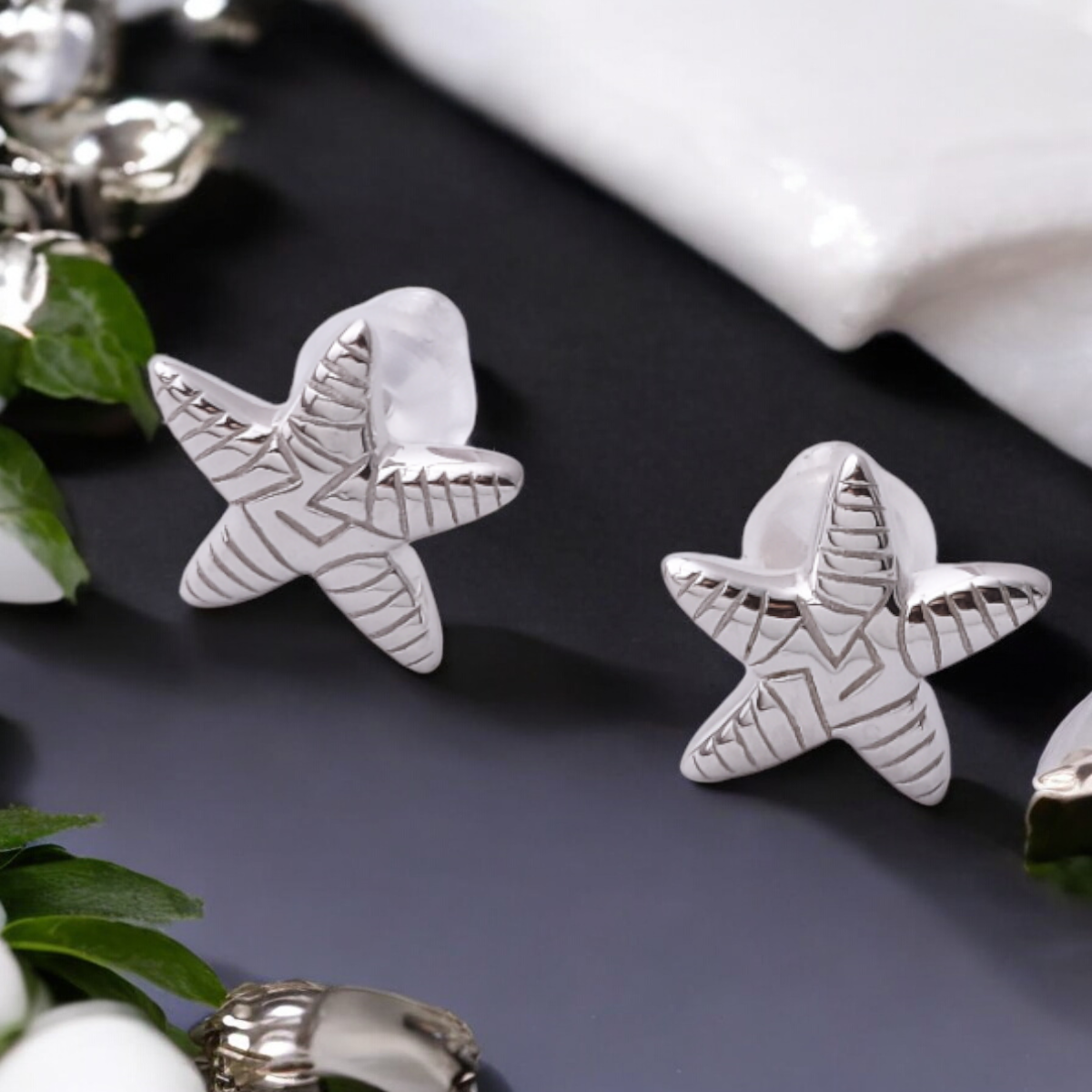 Sterling Silver Starfish Stud Earrings Solid S925 Hallmark