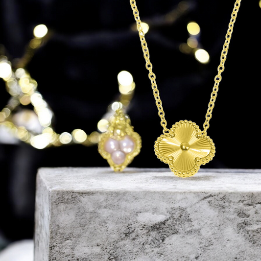 To My Daughter S925 Sterling Silver Clover Pendant Necklace 14K Gold Plated